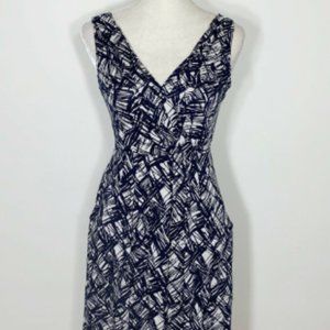Fei Anthropologie Dress, V Neck Blue Sleeveless, s